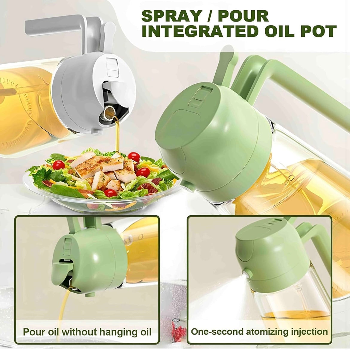 2 in one Glass Oil Sprayer And Dispenser Bottle