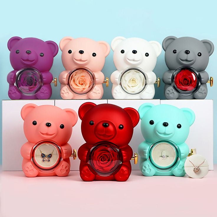 Rotating Rose Teddy Box 🎁