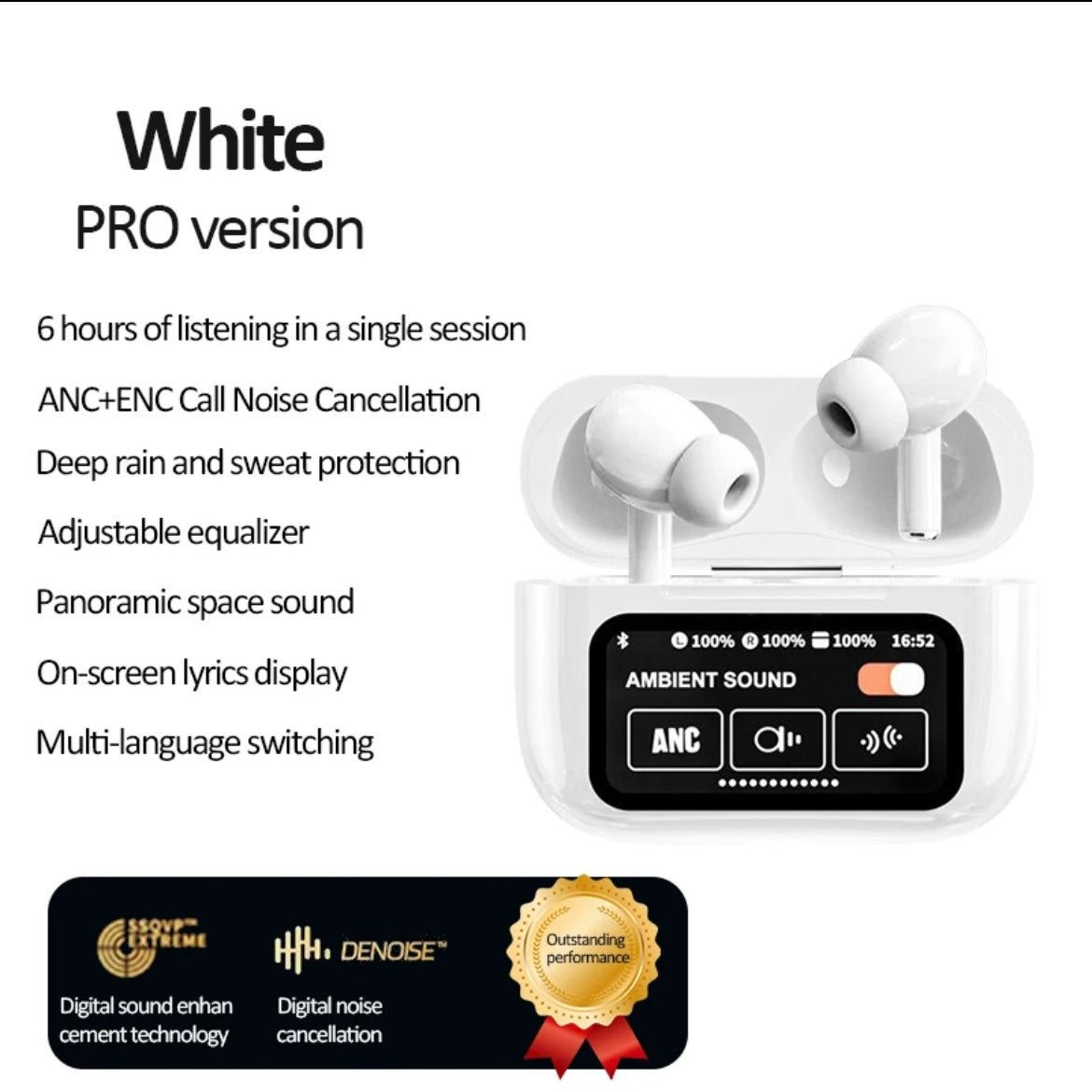 Airbuds Pro 2 ANC Touch Screen Display earbuds