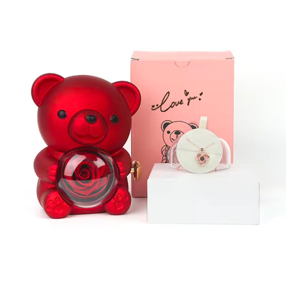 Rotating Rose Teddy Box 🎁