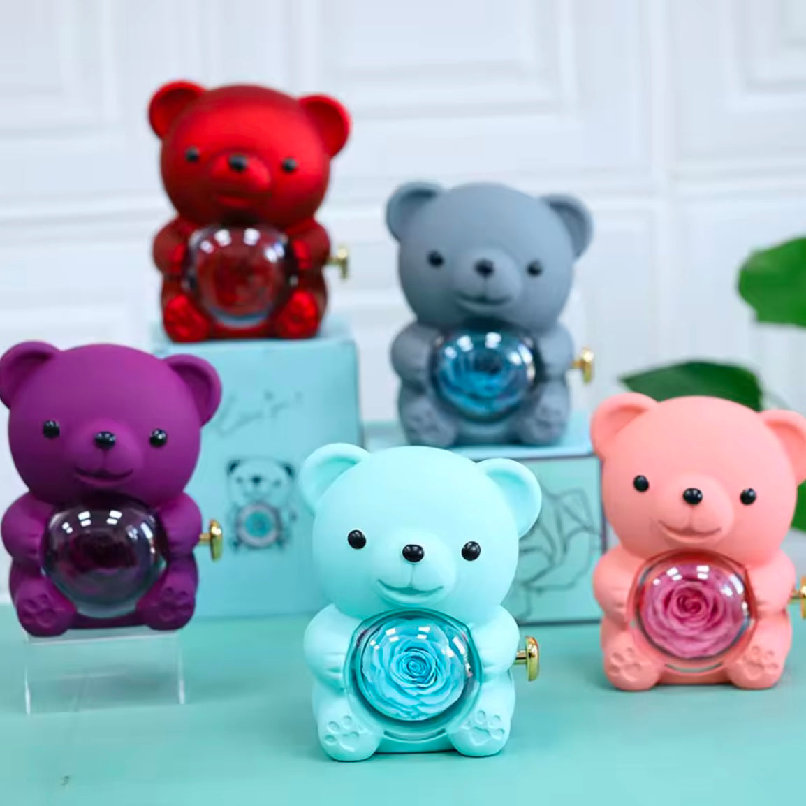 Rotating Rose Teddy Box 🎁