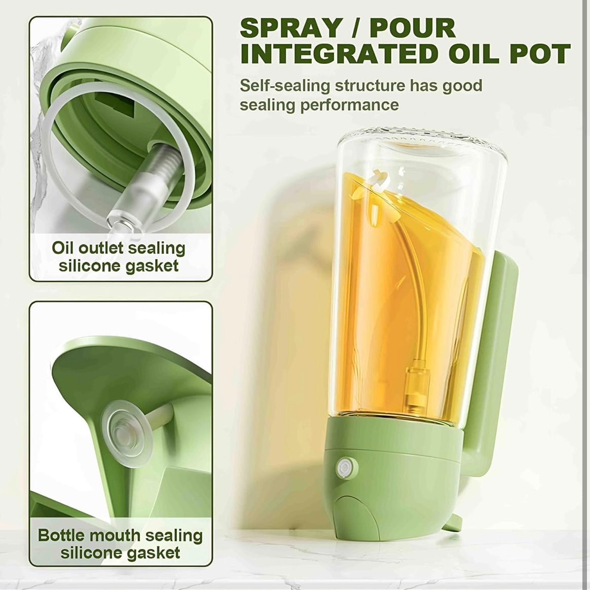 2 in one Glass Oil Sprayer And Dispenser Bottle