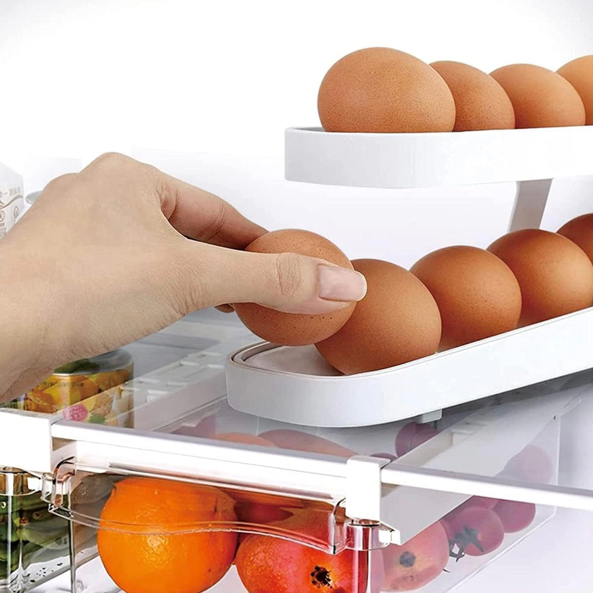 Polypropylene 2-Tier Rolling Egg Dispenser