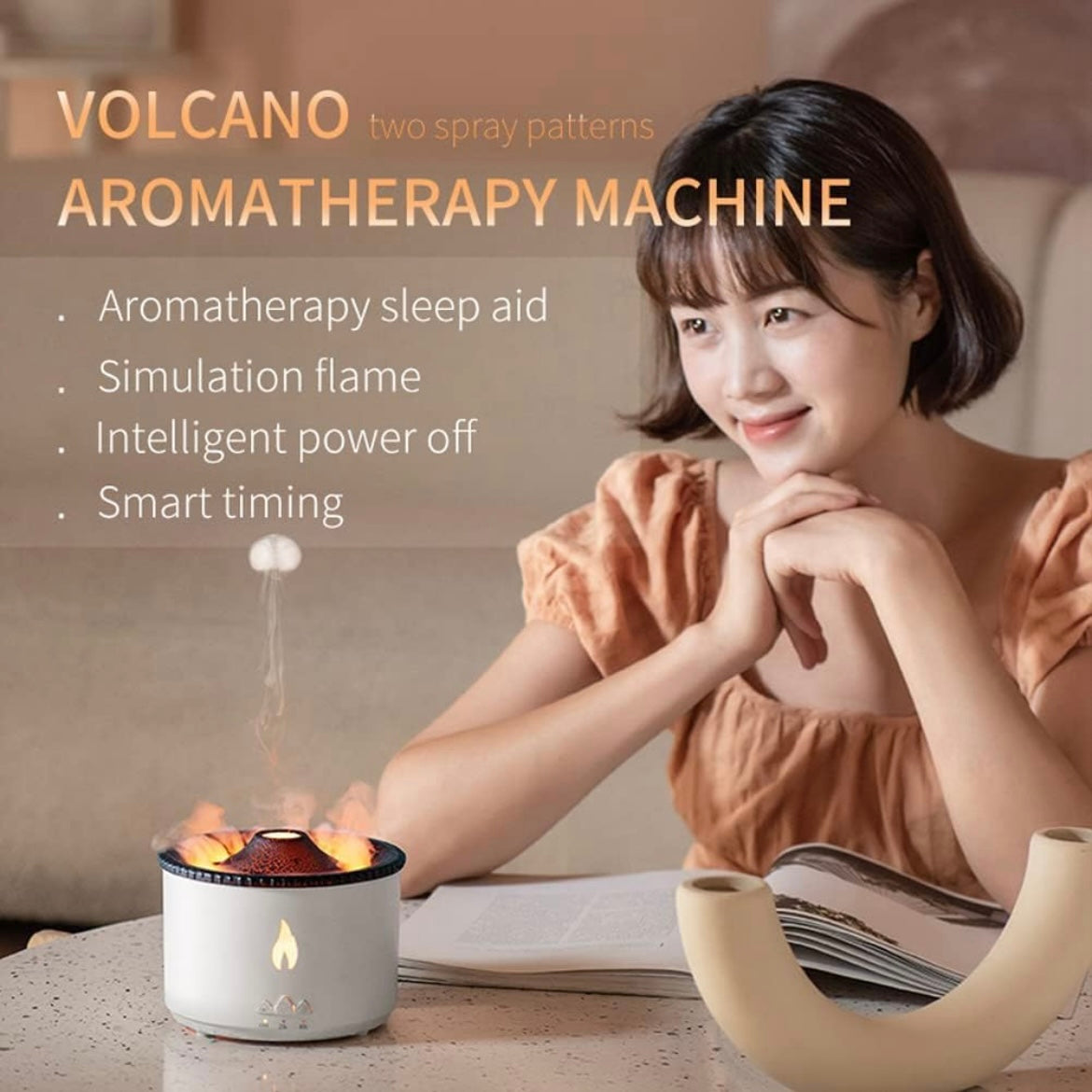 Flame Diffuser Atmosphere Light Humidifier Portable