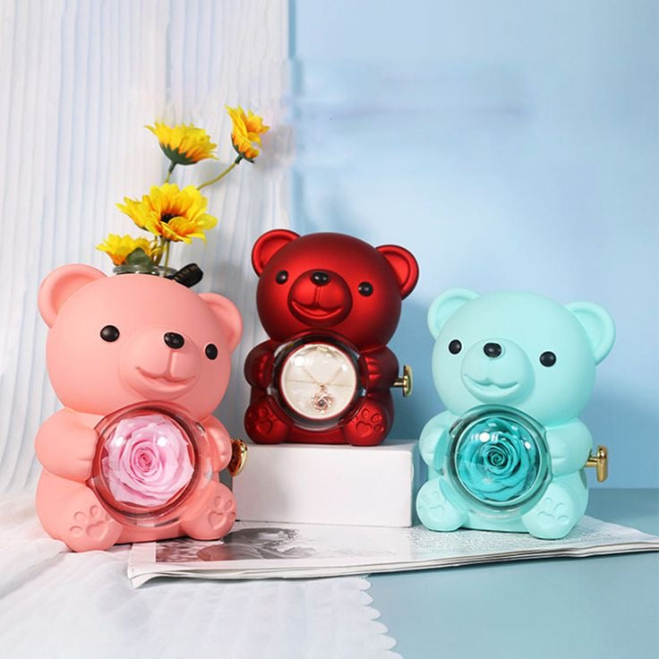 Rotating Rose Teddy Box 🎁