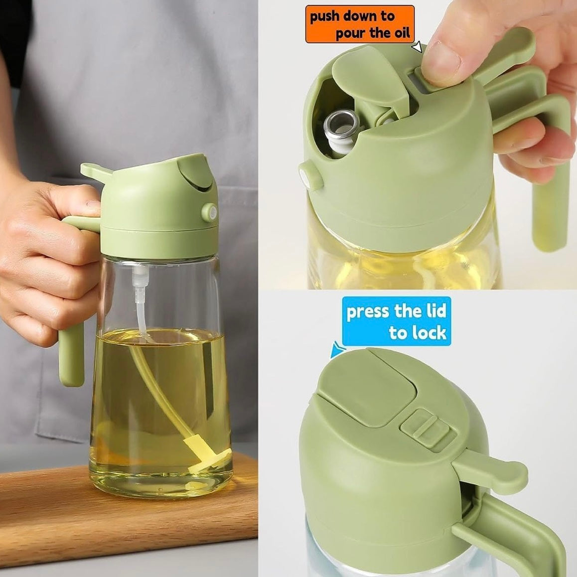 2 in one Glass Oil Sprayer And Dispenser Bottle