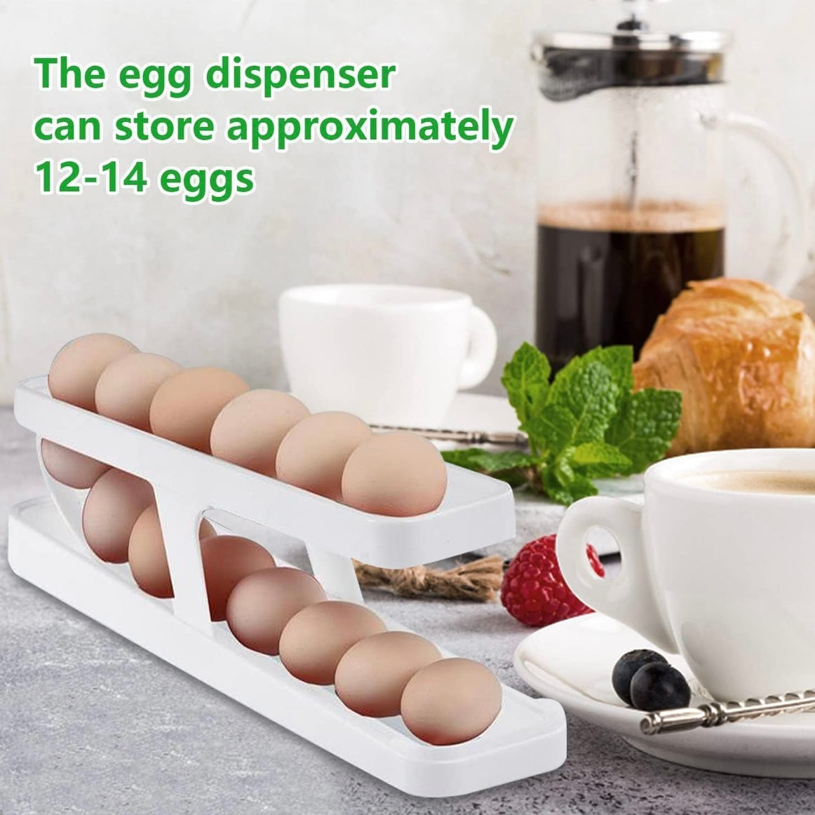 Polypropylene 2-Tier Rolling Egg Dispenser