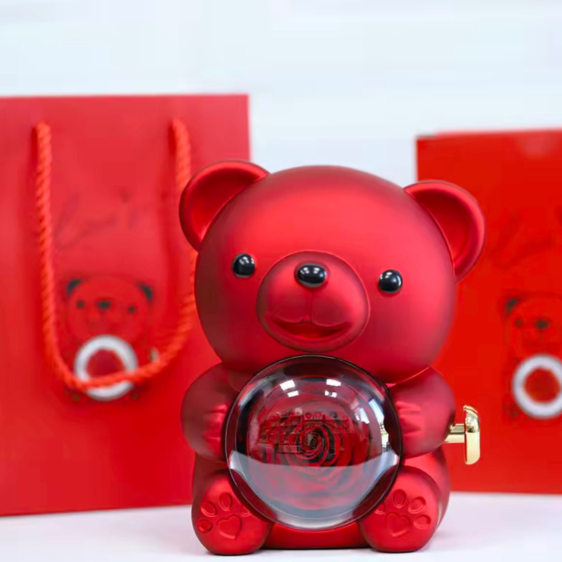 Rotating Rose Teddy Box 🎁