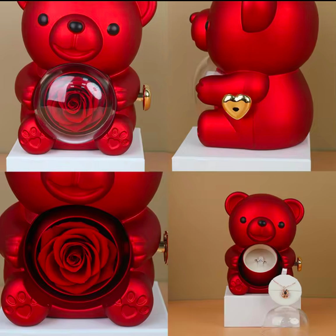 Rotating Rose Teddy Box 🎁