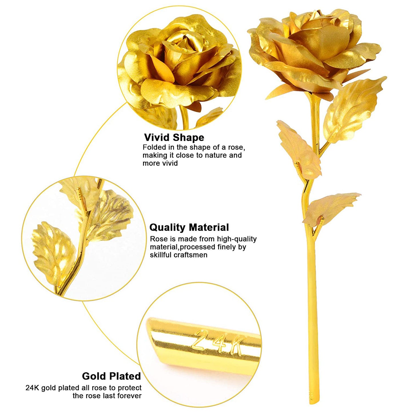 Gold Plated Artificial Golden Rose With Premium Box